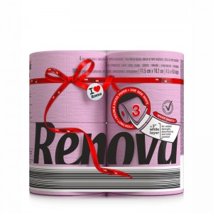 Розова тоалетна хартия, Renova, 4 Ролки 